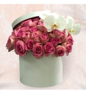 Box of Pink Roses & Orchids