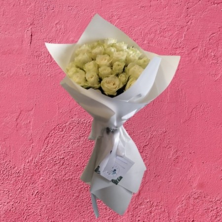 Bouquet of 25 White Roses
