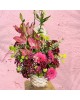 White Orchid w/ Pink Lilies, Gerberas & Lucky Bamboos