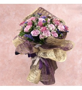 Bouquet of 21 Pink and Lilac Roses