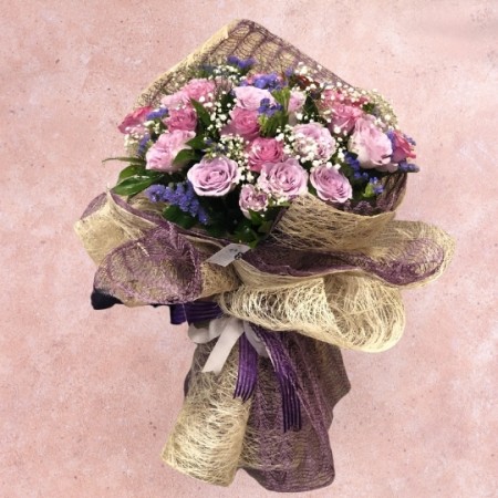 Bouquet of 21 Pink and Lilac Roses