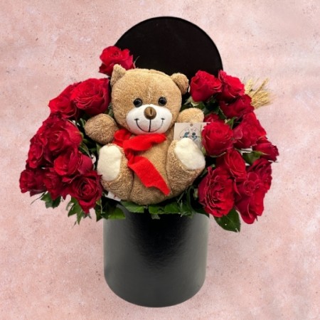 Teddy Bear with Red Rose Box