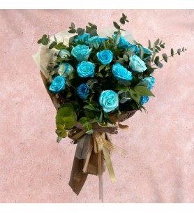 Bouquet of 19 Blue Roses