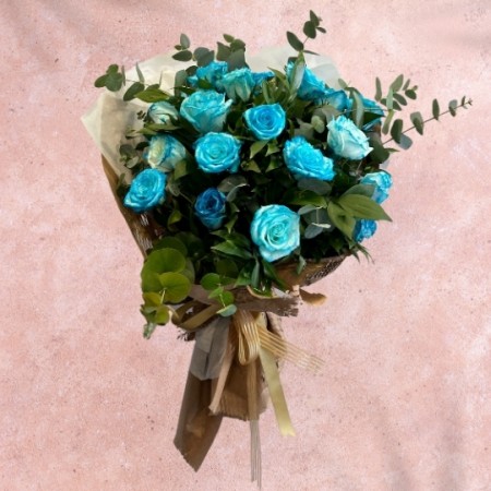 Bouquet of 19 Blue Roses
